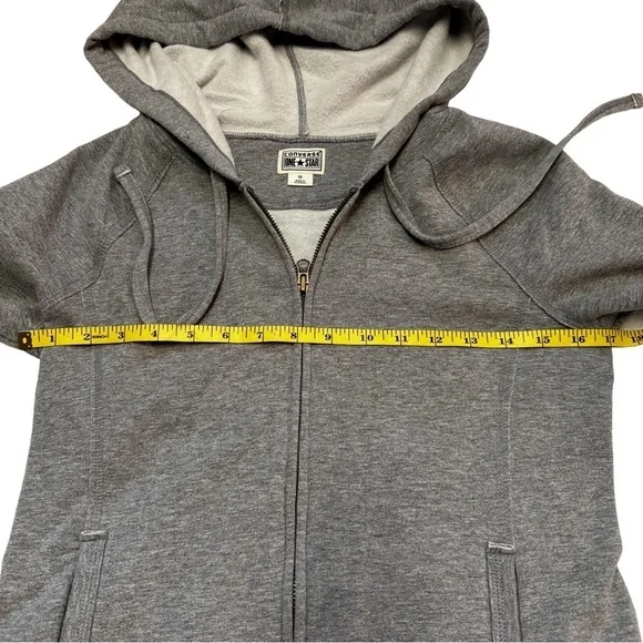 Converse One Star Women's Gray Hoodie Sweatshirt Size M NWT Front Pockets Zip - Picture 9 of 14